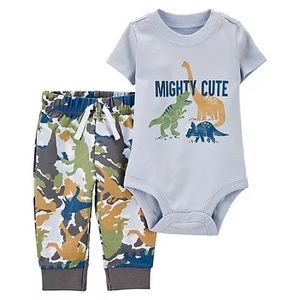 NEW Carter's 2pc bodysuit short sleeves 9month dinosaur
